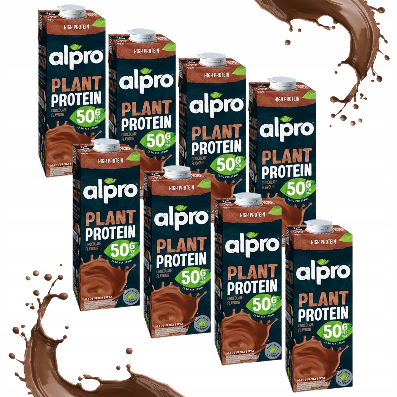 Levně Set Rostlinný sójový nápoj Alpro Plant Protein s čokoládovou příchutí 8x1L