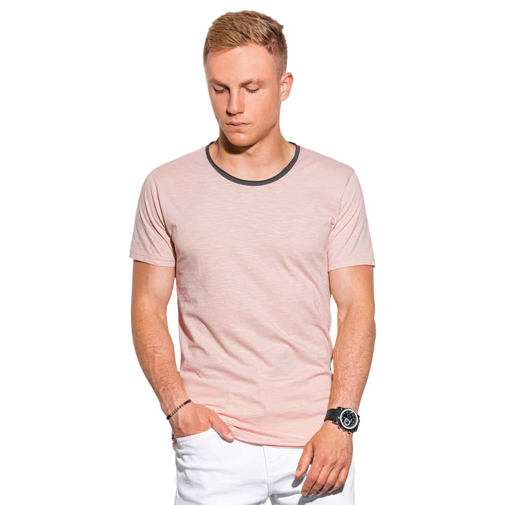 

T-shirt męski bawełniany S1385 brzoskwiniowy M