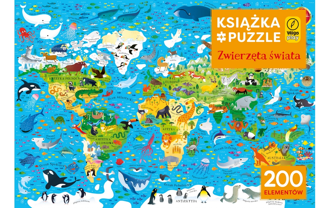 

Książka I Puzzle Zwierzęta Świata 200 Elementów