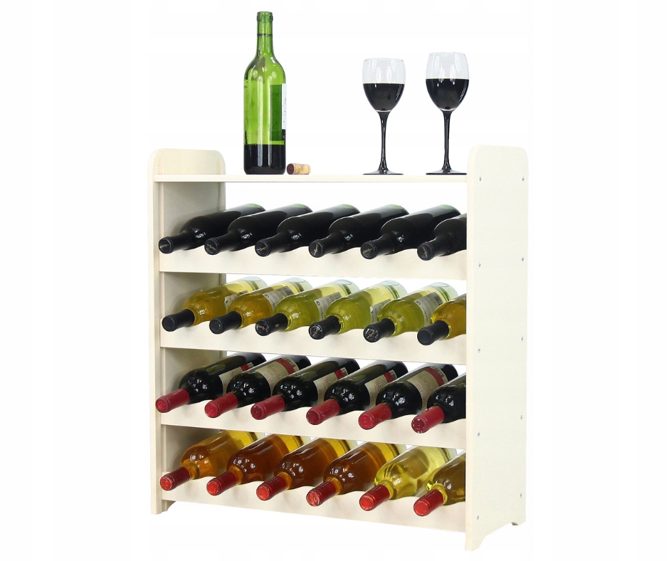Regál na víno s poličkou, dřevěný stojan na víno, regál na lahve 24 bot Borovice