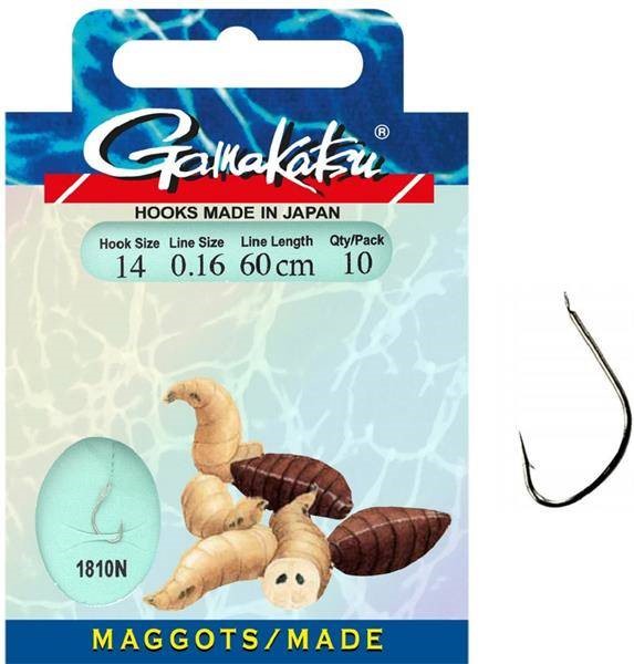 Haczyki Gamakatsu Maggot 1810N Przypon 0,16mm 14