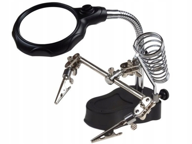 

Trzecia Ręka lupa Led podstawka uchwyt szczypce