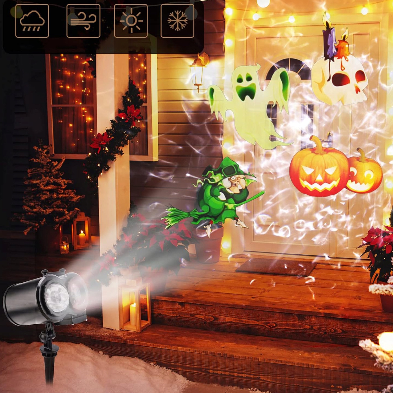 PROJEKTOR ŚWIĄTECZNY LASEROWY ZEWNĘTRZNY LED 15W WODOODPORNA Z PILOTEM Moc 15 W