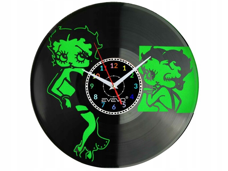 Nástěnné Hodiny Betty Boop Pin-up Girl Fluorescenční Pozadí Vinylová Deska Pre