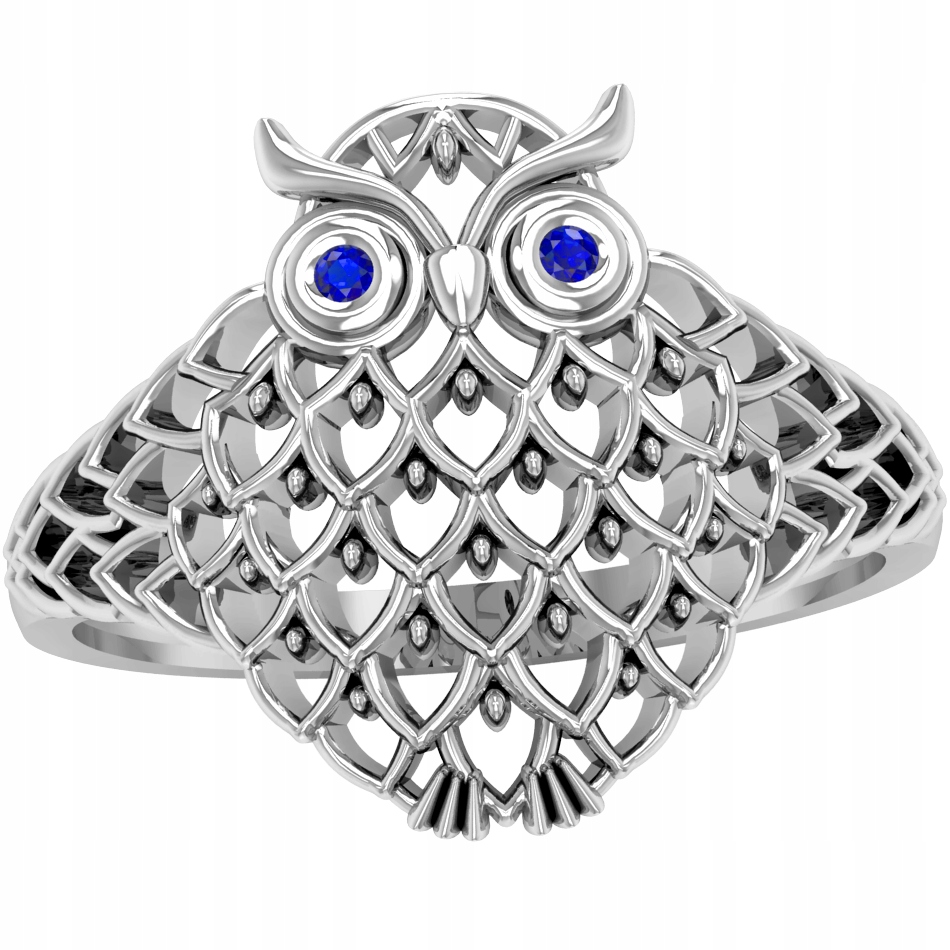 184 Stříbrný Prstýnek Sova Sovička Se Safíry 925