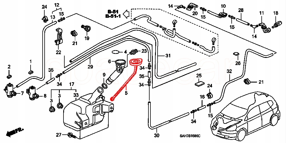 KOREK NAKRĘTKA ZBIORNICZKA PŁYNU SPRYSKIWACZY HONDA JAZZ 02-08 Producent części Honda OE