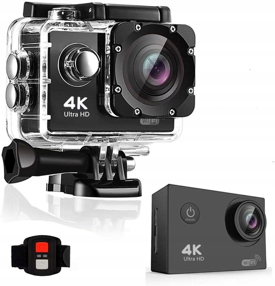 Kamera Sportowa 4K Wifi Usb Mikrofon Wodoodporna Akcesoria Zestaw Nowy