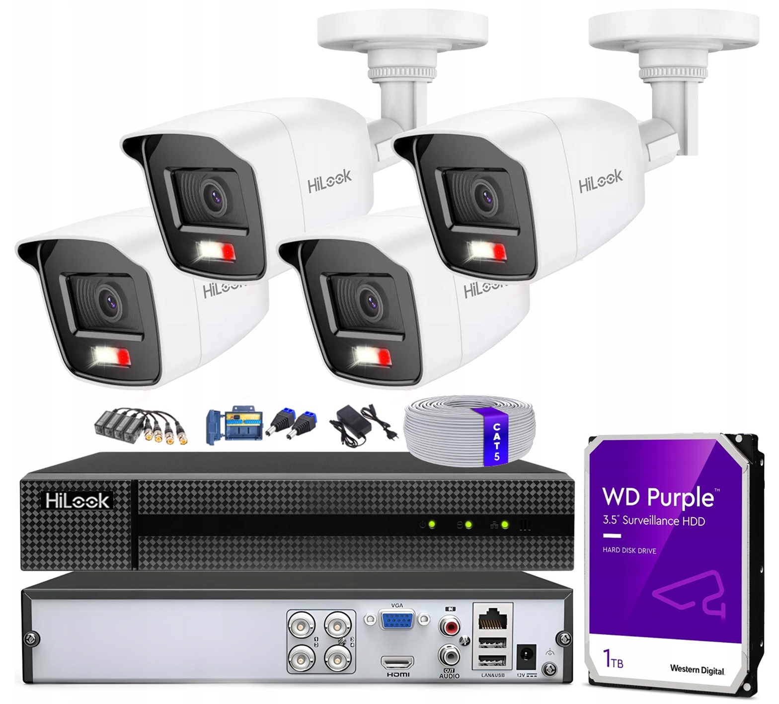 Monitorovací sada 4 kamer 5MP Hilook od společnosti Hikvision Hybrid Light pro kroucení