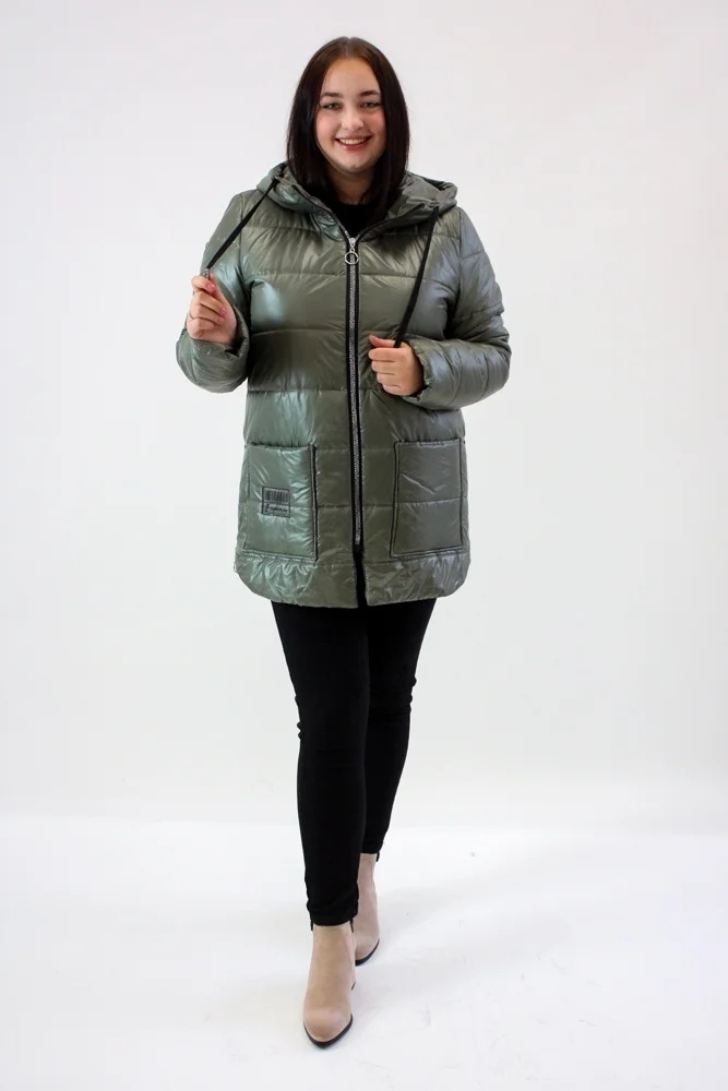 Zateplená bunda s kapsami Olivová 48