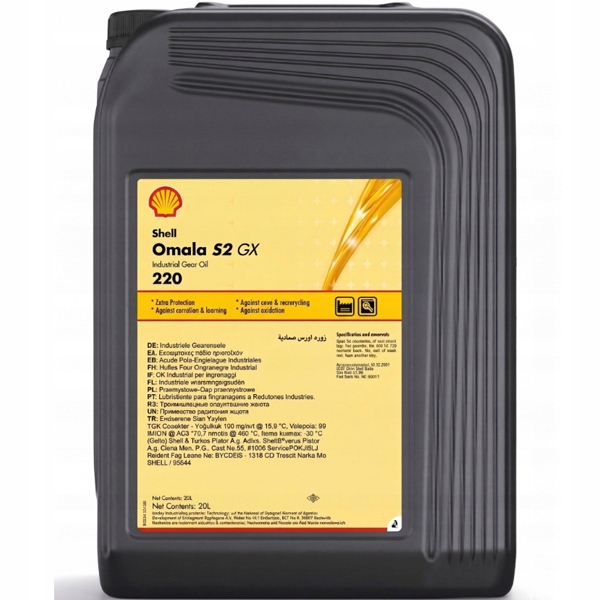 Shell Omala S2 Gx 220 Jc 20L