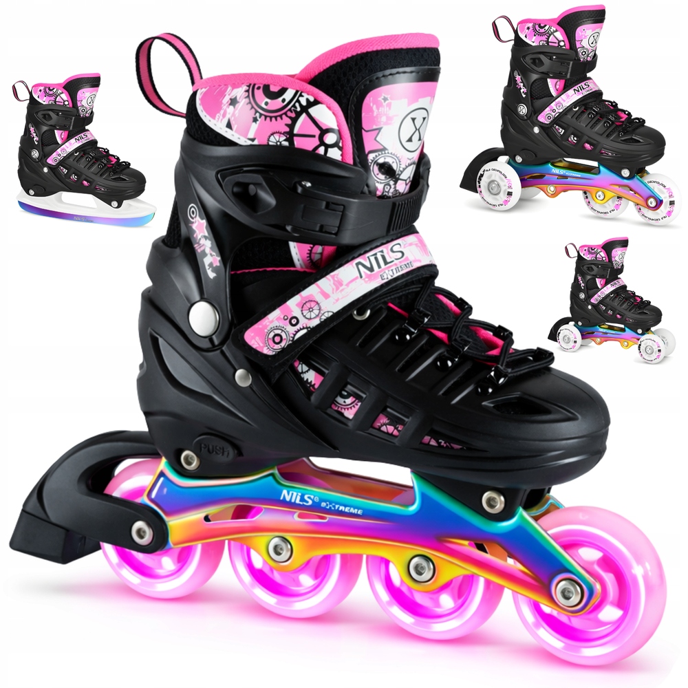 Łyżworolki 4w1 Rolki Rekreacyjne Łyżwy Z Regulacją Wrotki Dla Dziecka 39-42