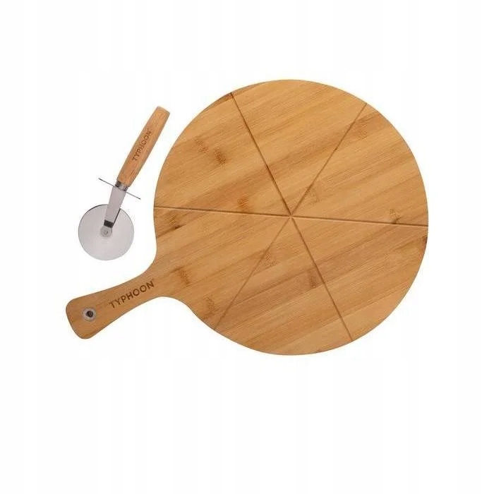 Sada na krájení a servírování pizzy Typhoon bambusová deska