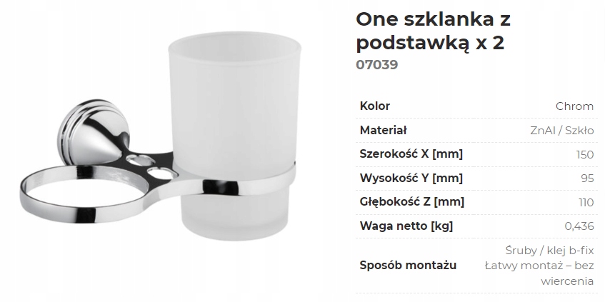 ONE KUBEK X 2 SZT SZKŁO CHROM Z POŁYSKIEM 07039 Marka Bisk