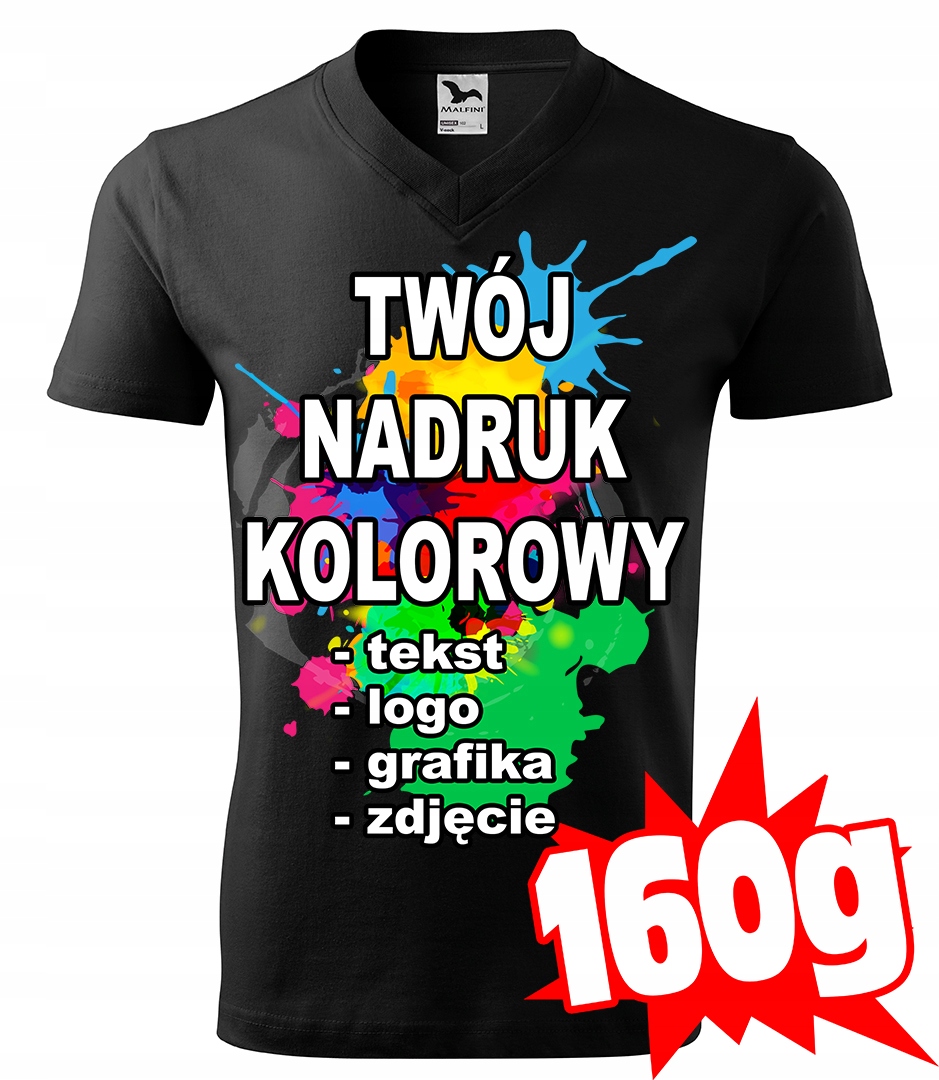 

Koszulka Z Własnym Nadrukiem męska V-neck M 01