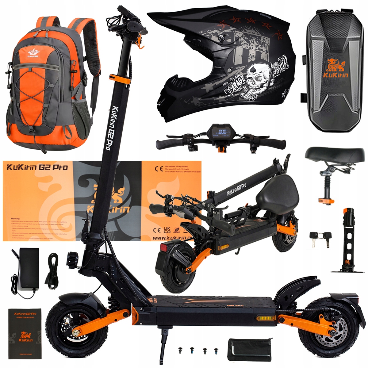 Składany Pojazd Elektryczny Kukirin G2 Pro 1000W 48V 15.6AH 45KM/H +Prezent
