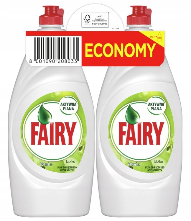 

Fairy Jabłkowy Płyn do Mycia Naczyń Zestaw 2x900ml