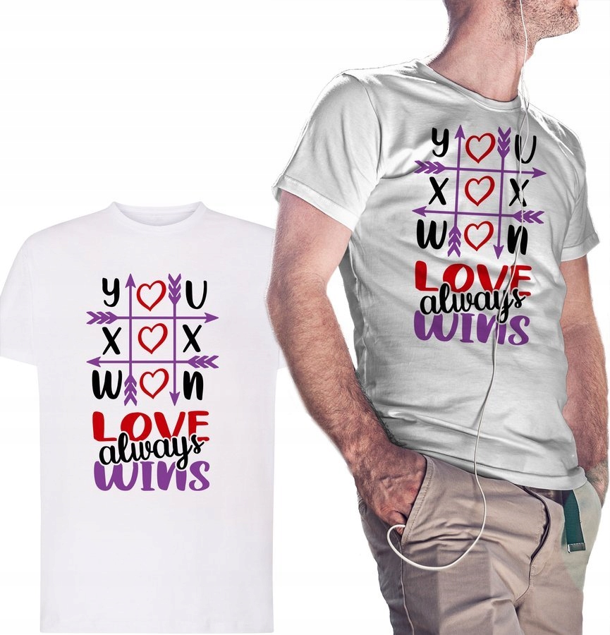 

Koszulka dla niego Love Always Wins, biała 3XL