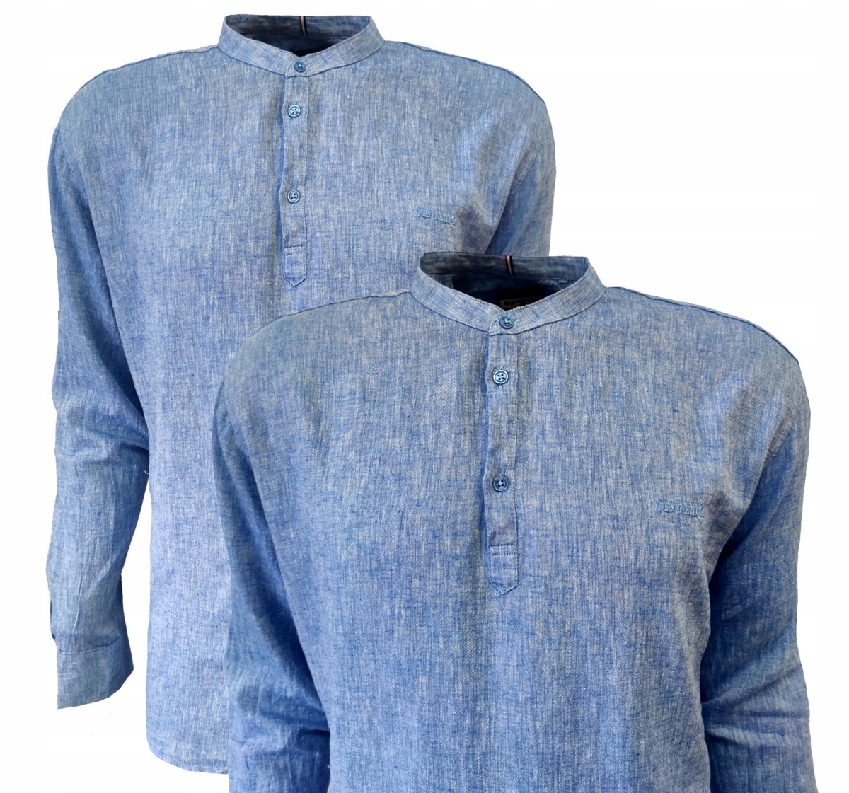 Lněná košile se stojáčkem casual XL