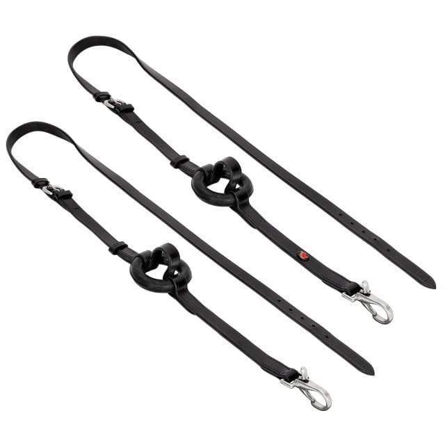 Wypinacze skórzane dla konia Start z gumowymi kółkami czarne Pony