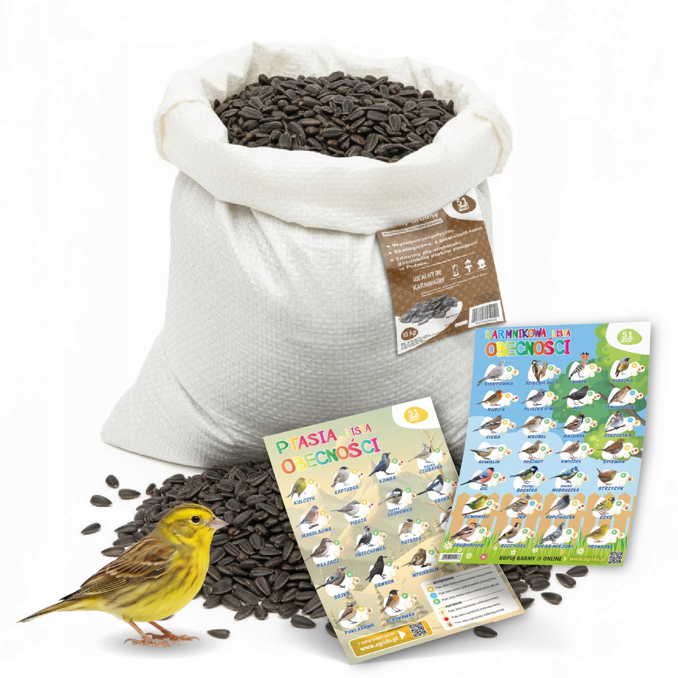 Slunečnicové Krmivo Krmná Směs Pro Ptáky 10 kg Do Krmítka Plakát