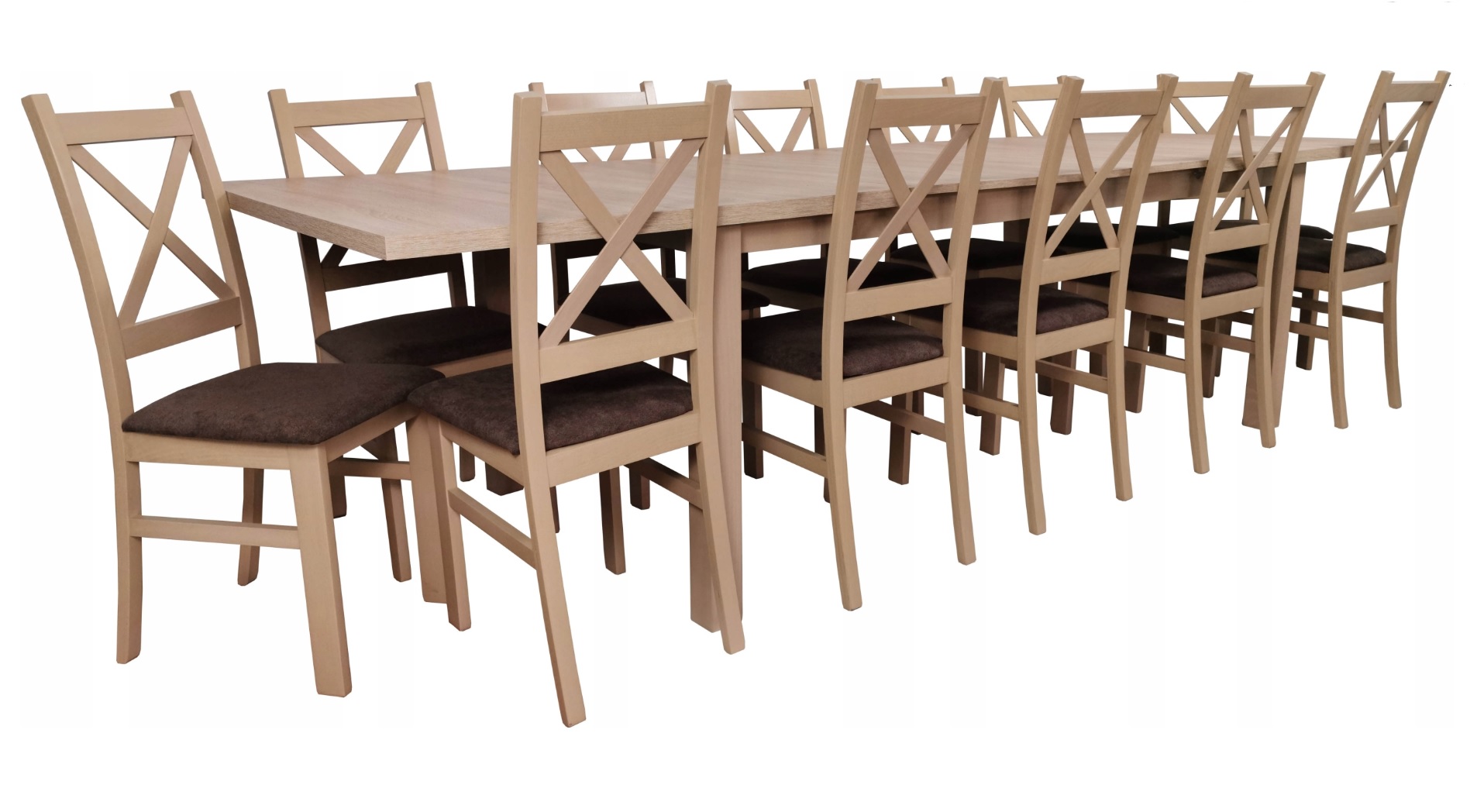 ZESTAW STÓŁ 100x200/250/300 + 10 krzeseł KRZYŻ