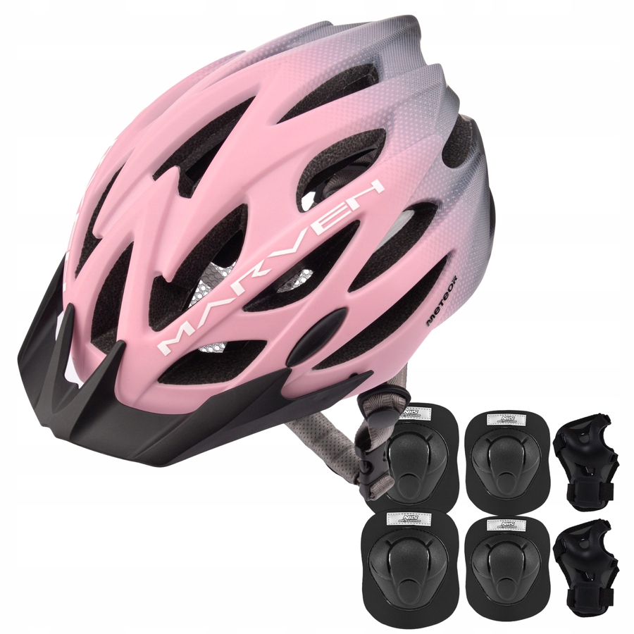 Kask Rowerowy Dziecięcy Z Regulacją Ochraniacze Komplet Na Deskorolkę S