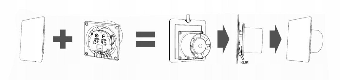 Wentylator łazienkowy dRim Ø125TS Szkło czarny mat Rodzaj łazienkowy