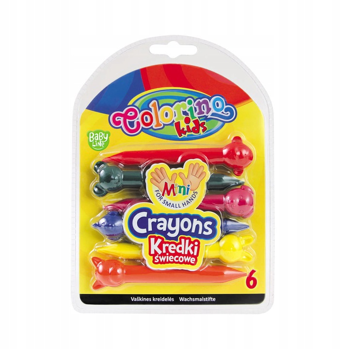 KREDKI ŚWIECOWE dla maluszków - COLORINO BABY - ZWIERZĄTKA 6 kolorów