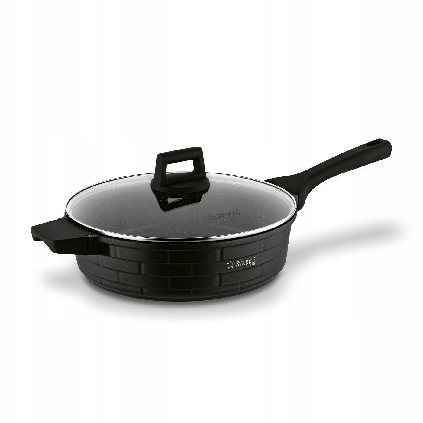 Patelnia Głęboka Indukcja Duża Pokrywka Starke Pro Brick Marble 28cm