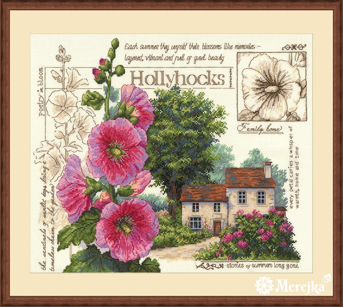 Sada pro křížkovou výšivku Merejka K-314 "Domeček s malvami" 30 x 35 cm.