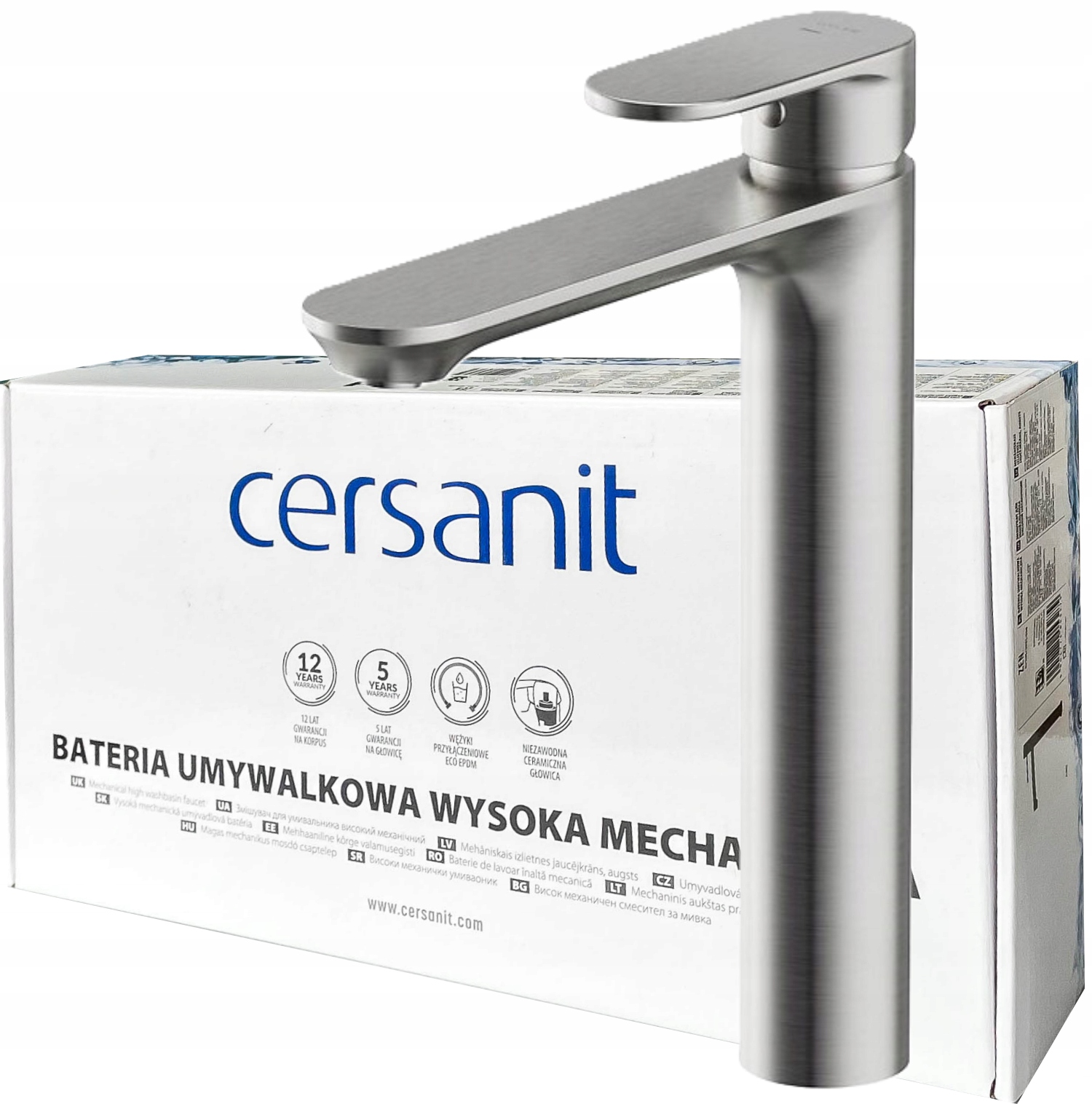 Bateria umywalkowa stojąca Wysoka Cersanit Crea Nikiel