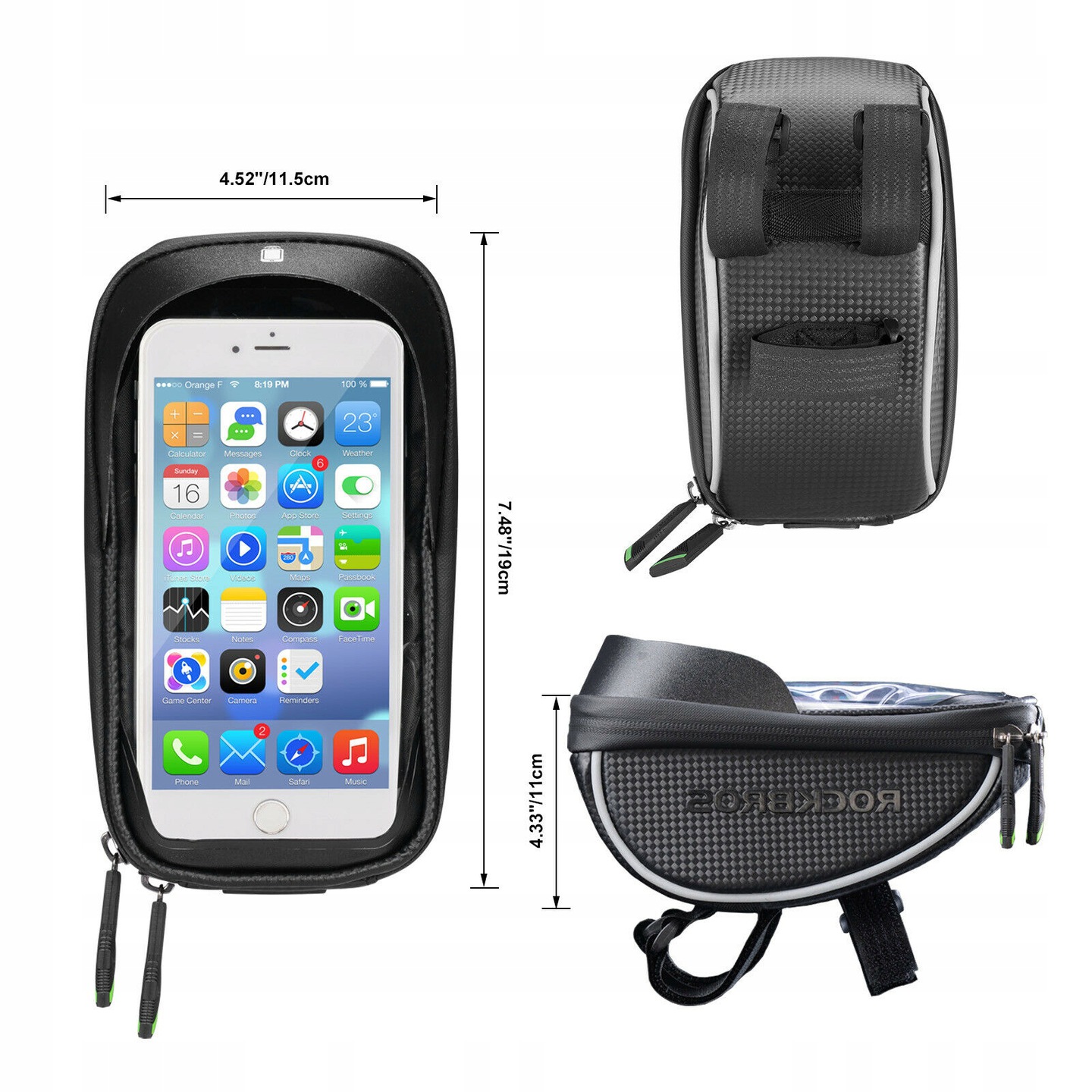 Torba Na Rower ROCKBROS 010-4BK Uchwyt na telefon Kolor dominujący czarny