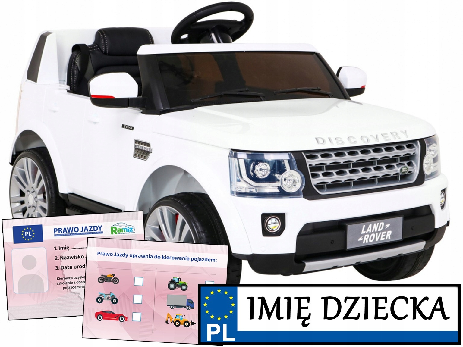 auto dla dziecka na akumulator Land Rover Discovery pilot Tablica Imienna