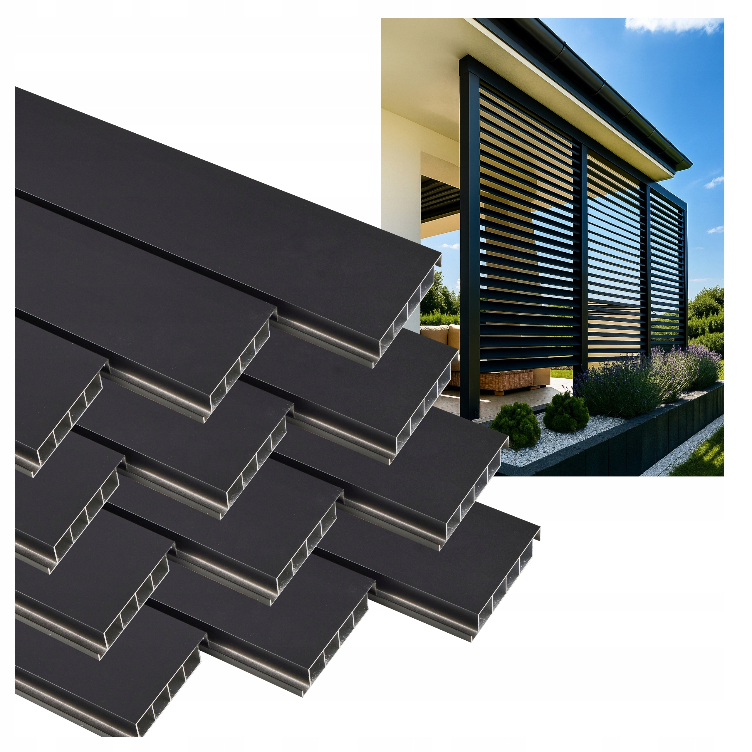 12 X Pohyblivé Dosky Na Žalúzie Shutters Panel Altánok Pergola Čierna 120 CM