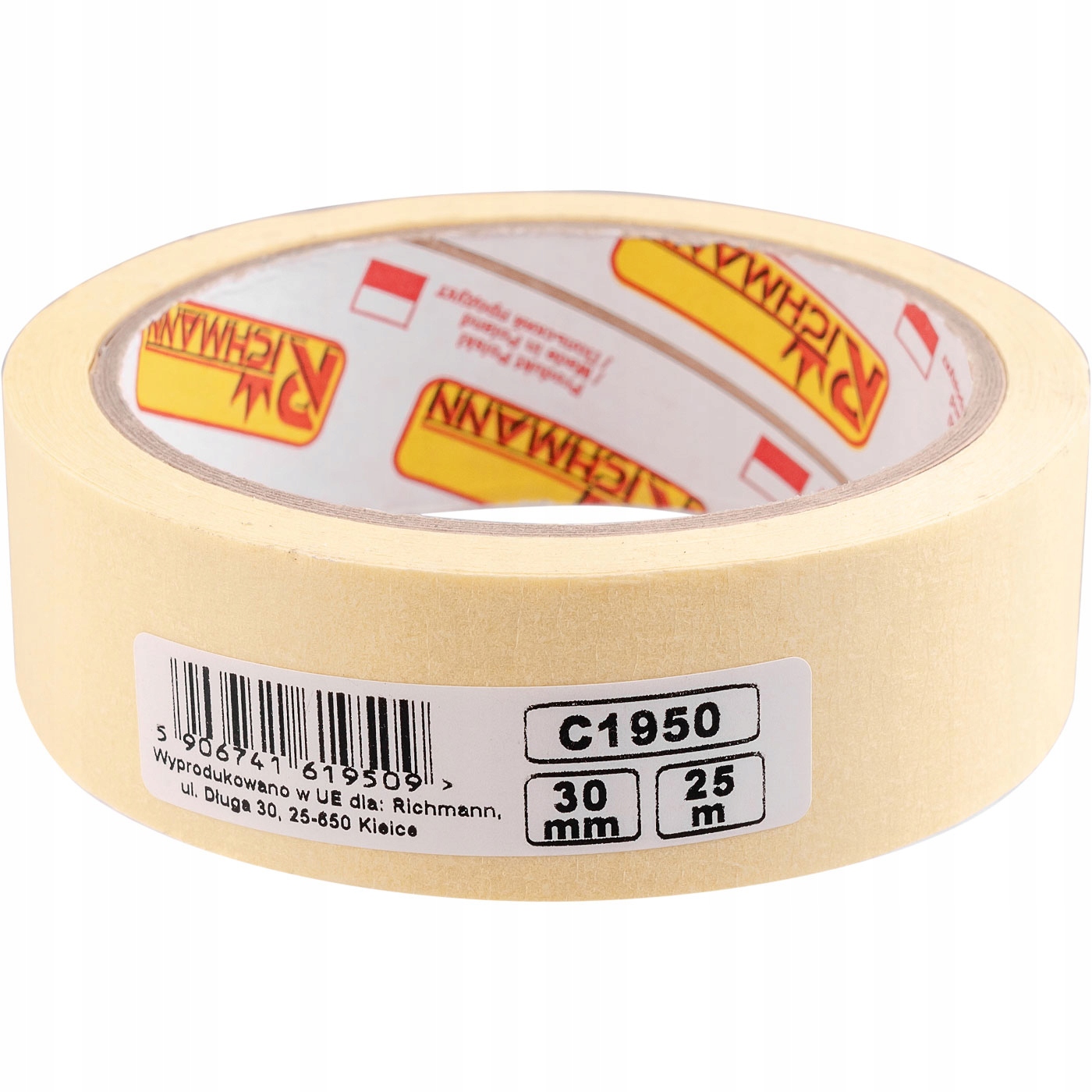 C1950 10 ROLEK TAŚMA PAPIEROWA 30MMx25M ŻÓŁTA