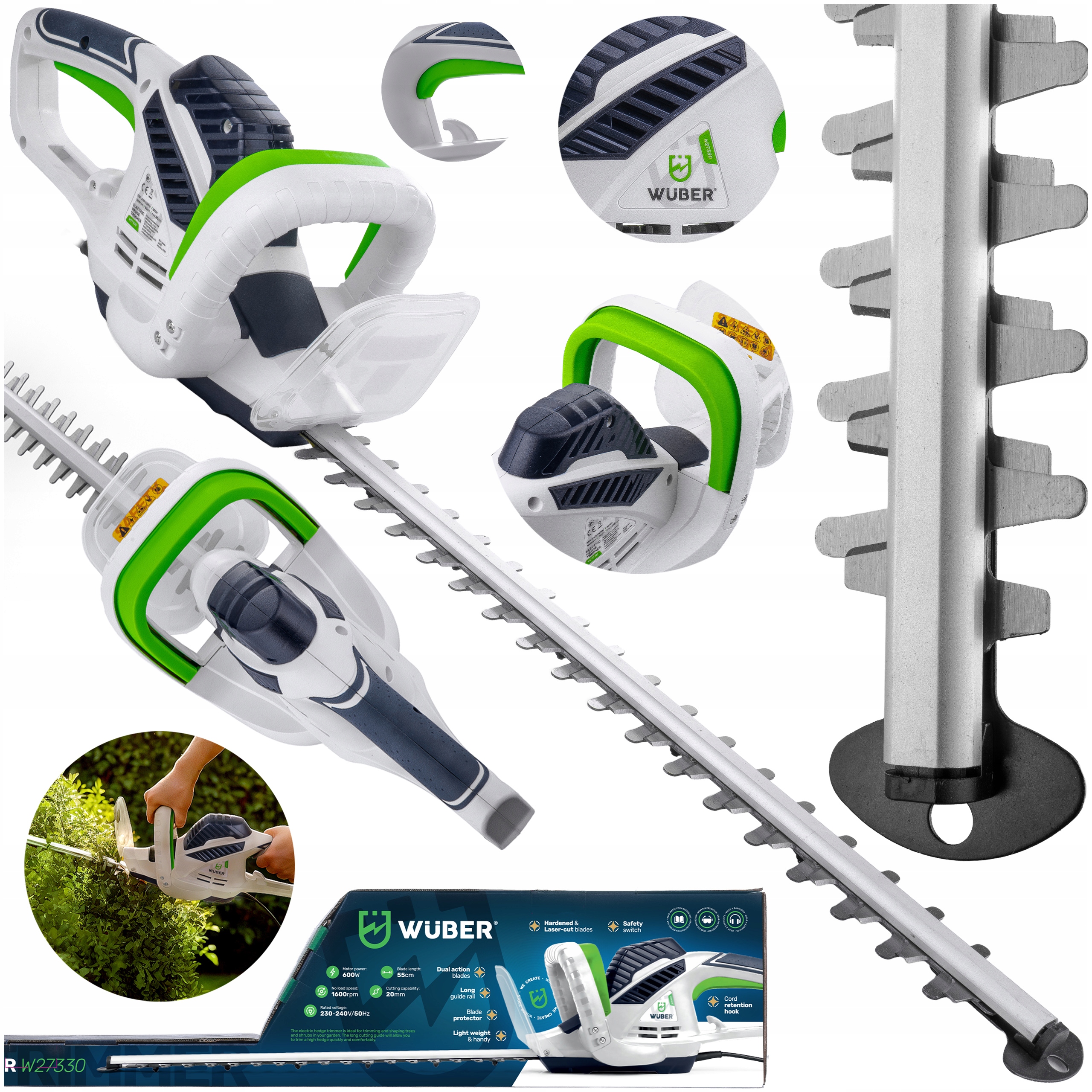 Nożyce Elektryczne Do Cięcia Żywopłotu Krzewów Przycinania Gałęzi 55CM