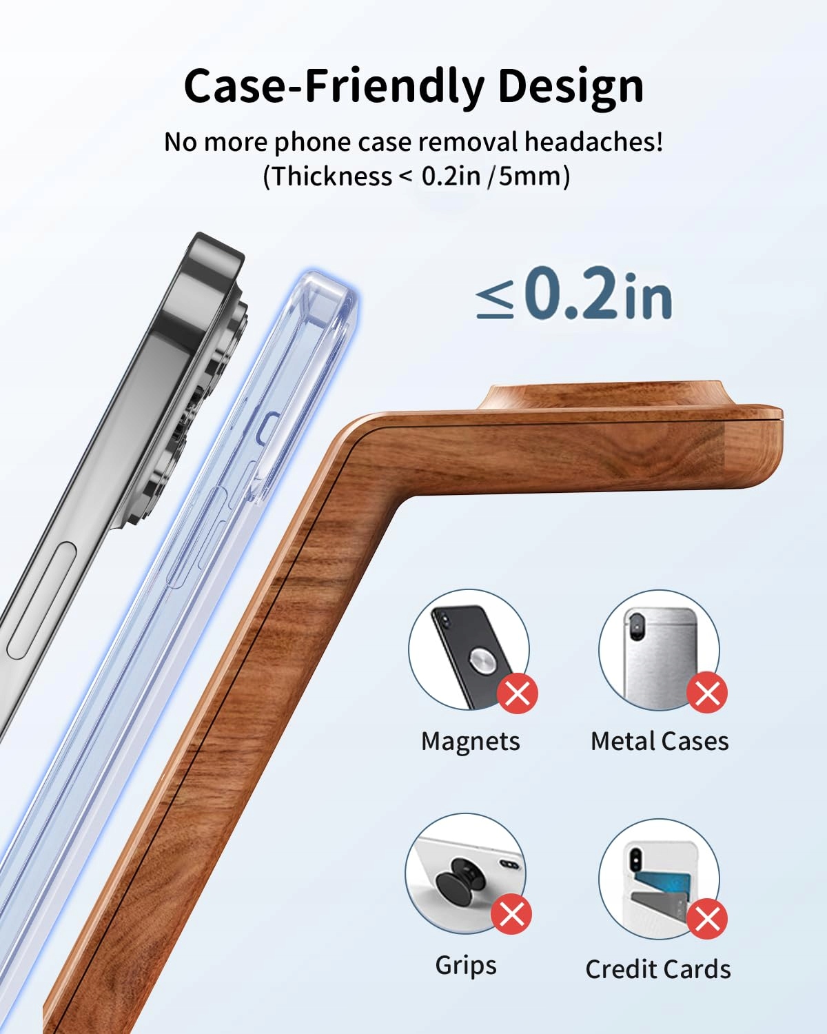 GEEKERA Drewniana Bezprzewodowa Ładowarka 3w1 iPhone Apple Watch AirPods — miniatura 3