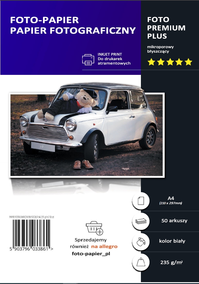 

Papier Fotograficzny Błyszczący A4 235 g/m2 50szt