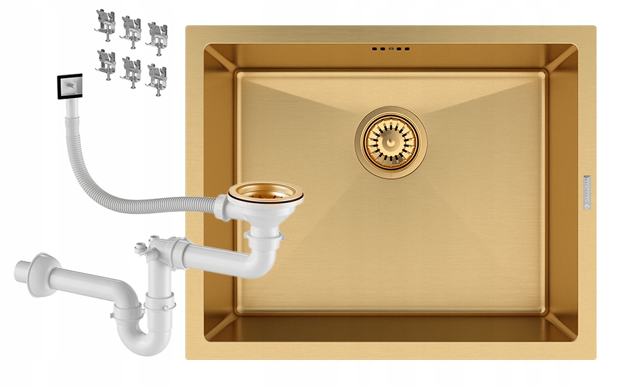 Poddoskový Drez Oceľový, Jedna Komora Zlatá Kuchynská, Kovová BARI54