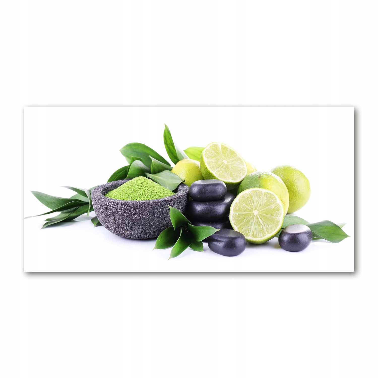 

Foto obraz szklany Limonki i kamienie 140x70