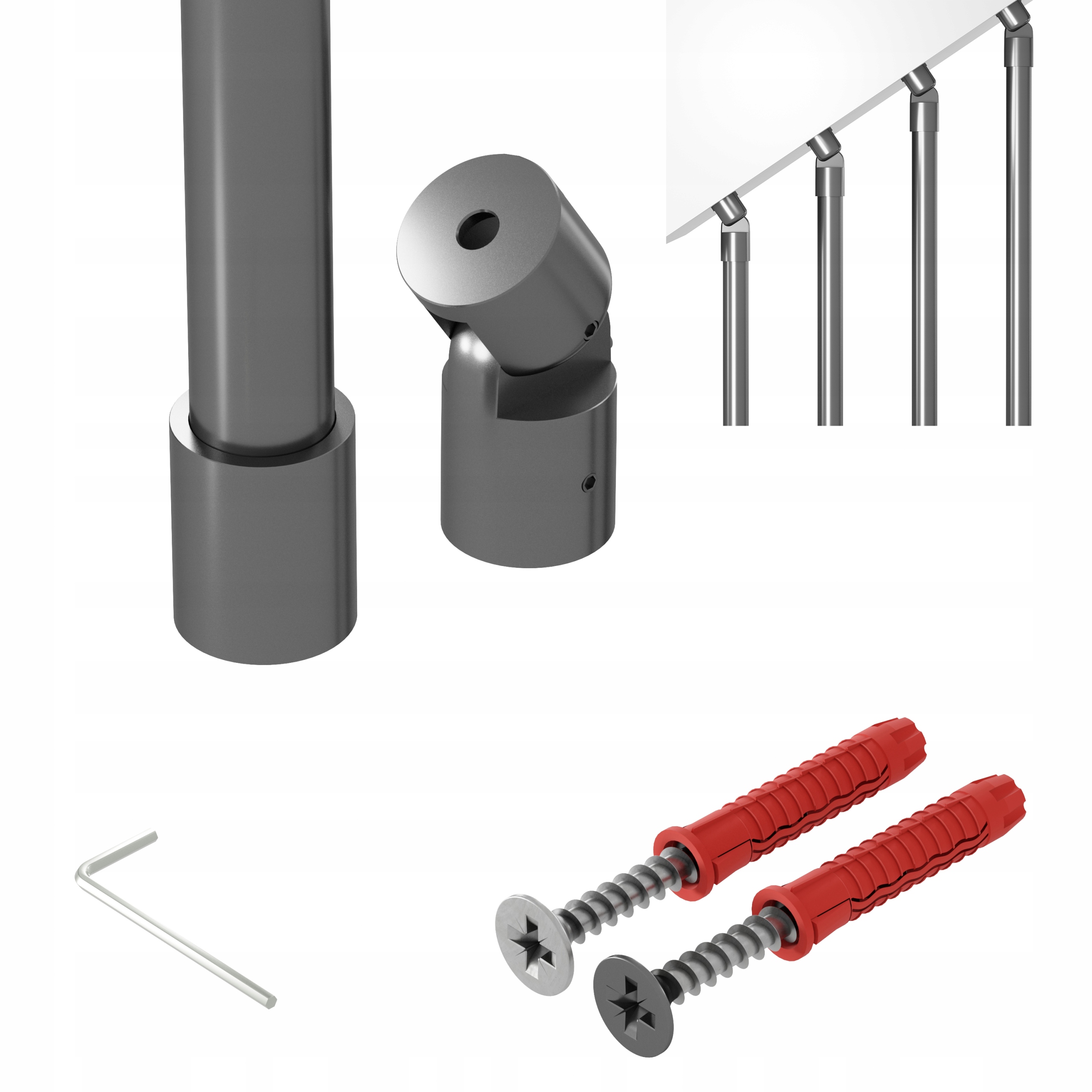 Zábradlí na schody harfa šikmá nastavitelná grafit 400 cm fi 25 mm Nebo