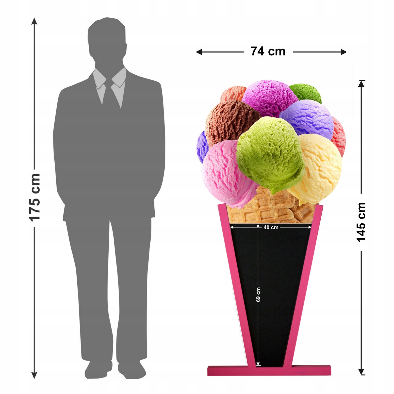 POTYKACZ WODOODPORNY LODY GAŁKI STOJAK REKLAMOWY Rodzaj kredowy