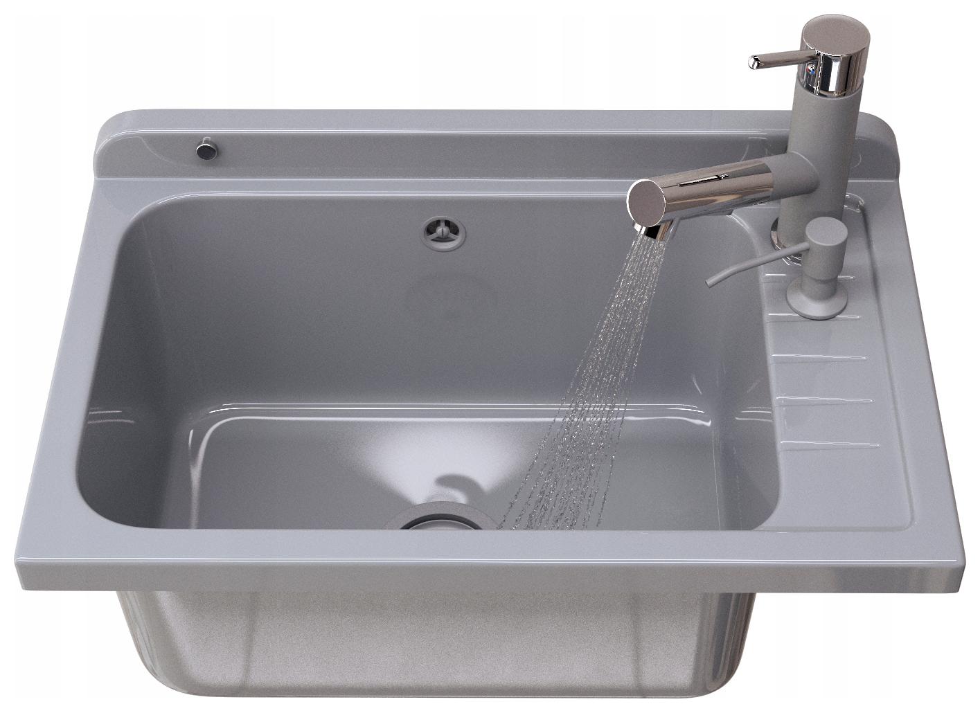 Technický Dřez Šedá Komora Velká Šedá Výsuvná Baterie Chrom Monza