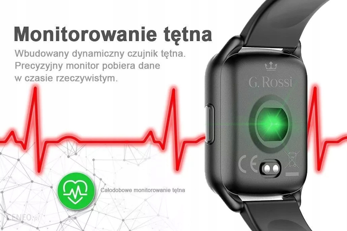 Smartwatch G.ROSSI SW009-4 PULSOMETR SPORTOWY BOX Kolor czarny