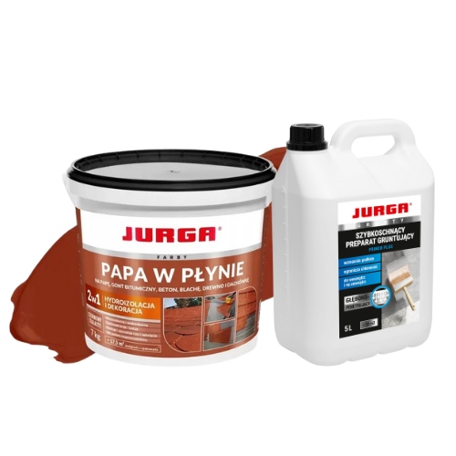 Zestaw Papa w płynie 7kg ceglasta Primer Plus 5L Jurga