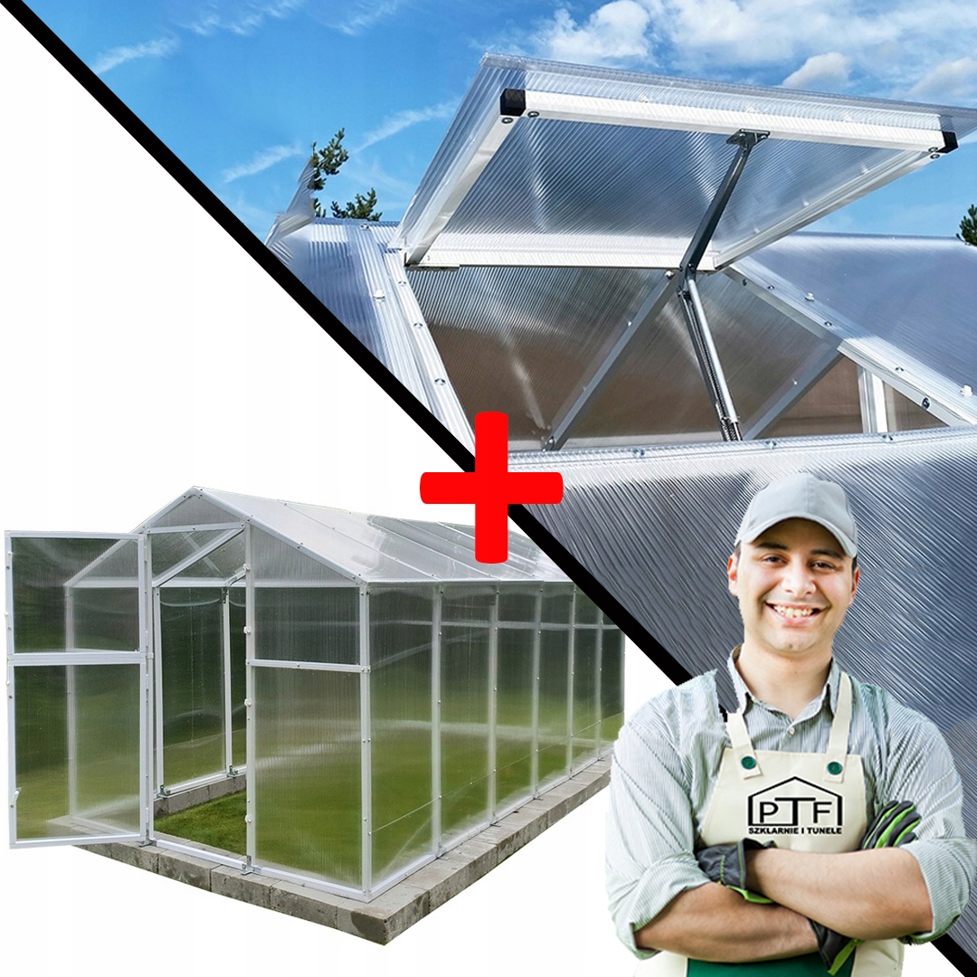 Zahradní Skleník Bílý 8,4 m2 Polykarbonátový Tunel 210X405 Okno