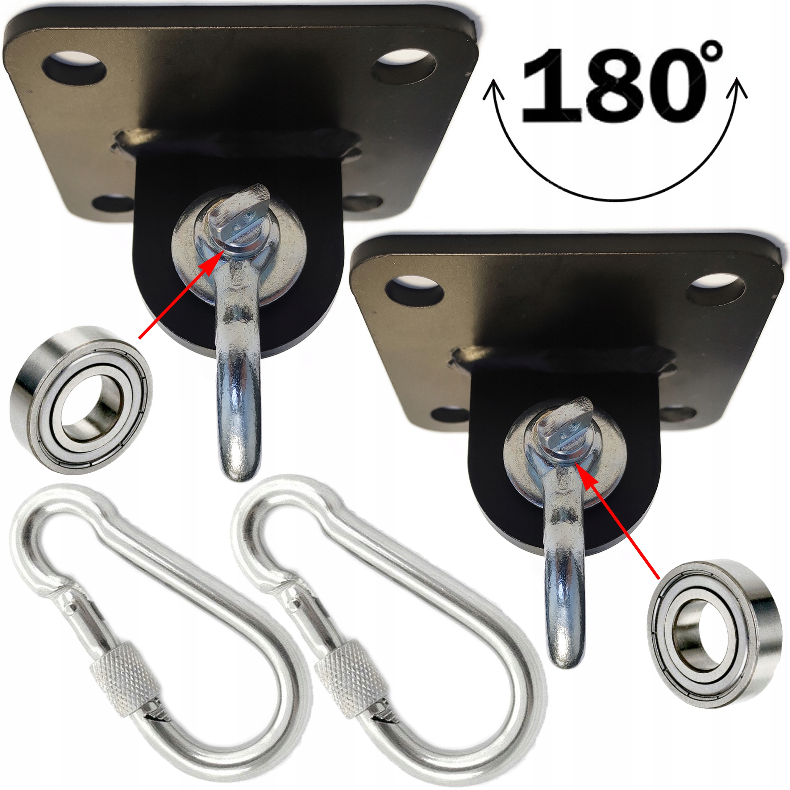 Uchwyt huśtawki z ŁOŻYSKIEM i szeklą hak CZARNY