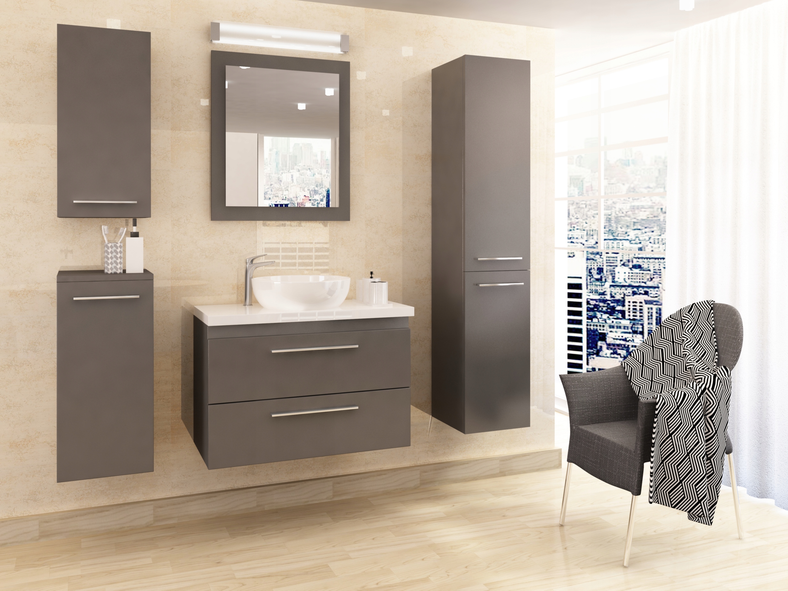 SZAFKA Z UMYWALKĄ NABLATOWĄ WISZĄCA 50CM SYCYLIA Liczba szuflad 2