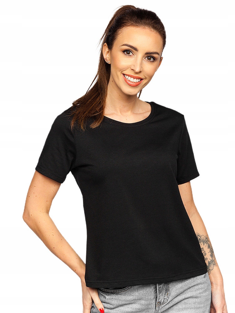 

T-shirt Damski Koszulka Czarna SD211 Denley_m
