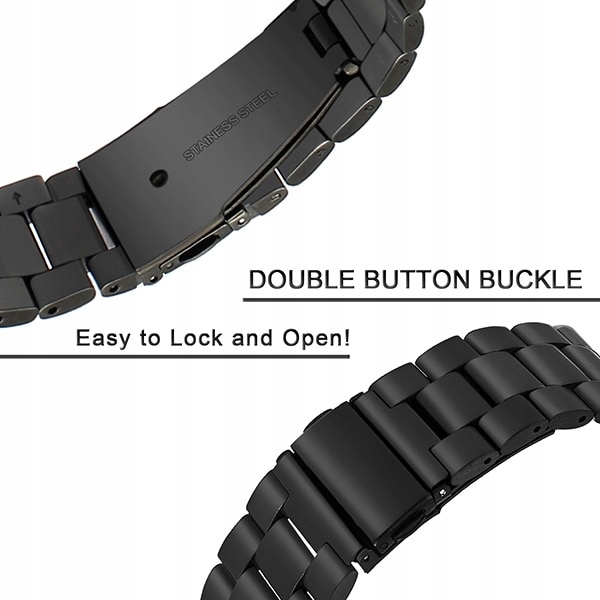 Bransoletka Stalowa / UNIWERSALNA / 20mm / CZARNA Długość bransolety 185 mm